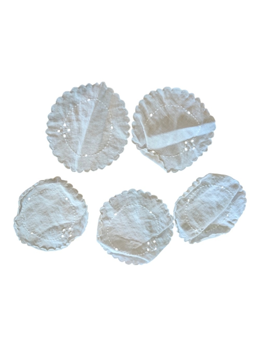 White Lace-Edge Fabric Coasters - Set of 5